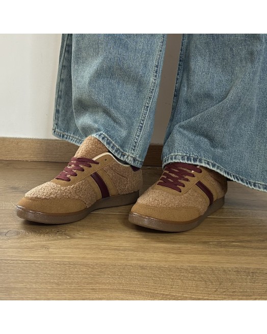 Sneakers GRUNG camel et grenat