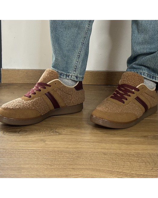 Sneakers GRUNG camel et grenat