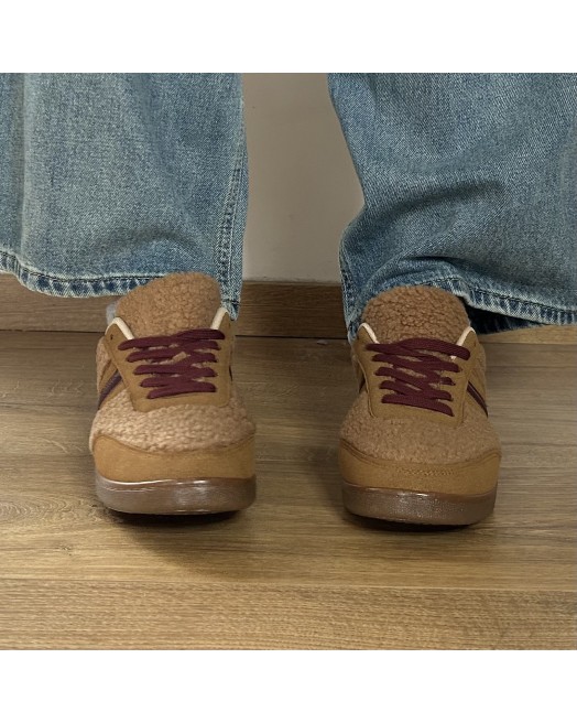 Sneakers GRUNG camel et grenat